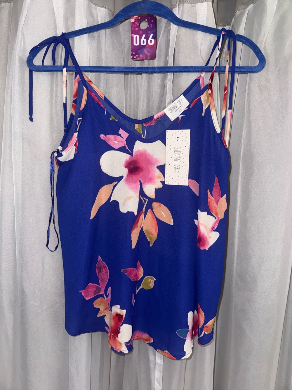 Sienna Sky Royal Blue Floral Tie-Strap Tank